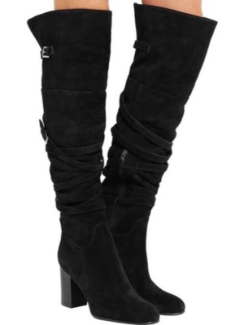 SAM EDELMAN Sable Black Suede Over The Knee Boots Black Size 9
